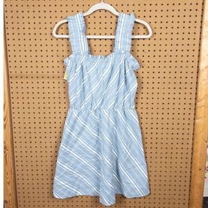 Socialite Womens Blue White Striped Ruffle Strap Mini Dress Size M WDR115953-NR
